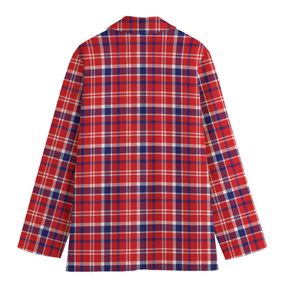 4th of July American Plaid Print Women's Blazer