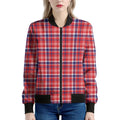 4th of July American Plaid Print Women's Bomber Jacket