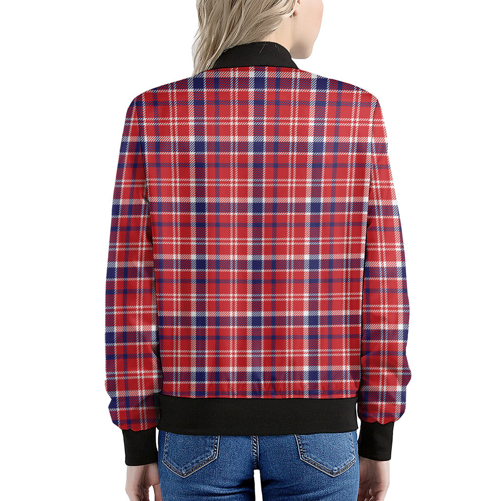 4th of July American Plaid Print Women's Bomber Jacket