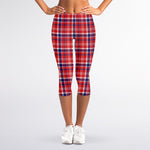 4th of July American Plaid Print Women's Capri Leggings