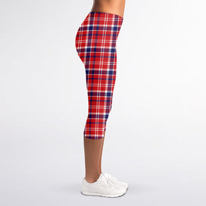 4th of July American Plaid Print Women's Capri Leggings