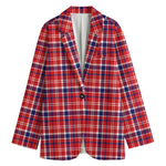 4th of July American Plaid Print Women's Cotton Blazer