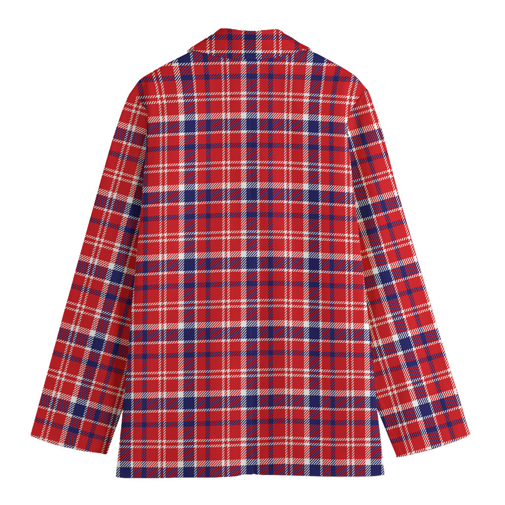4th of July American Plaid Print Women's Cotton Blazer