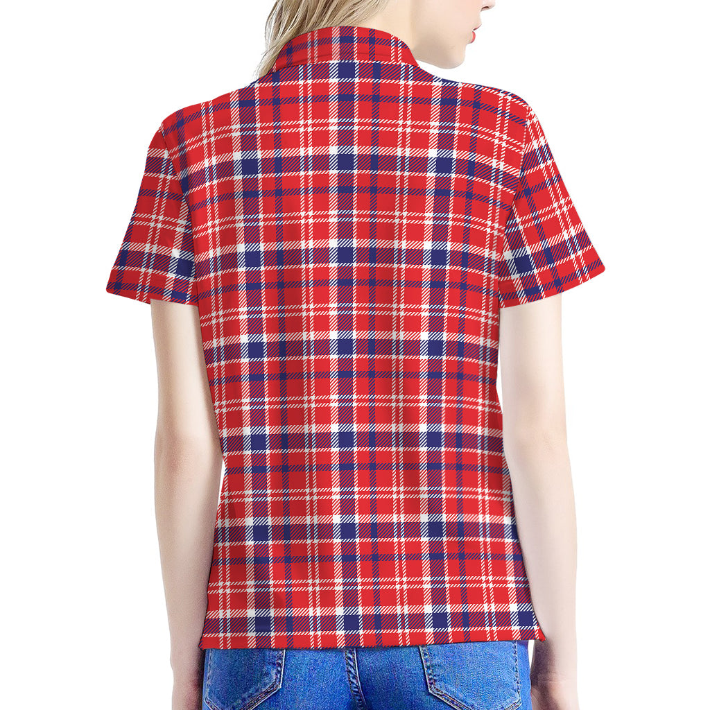 4th of July American Plaid Print Women's Polo Shirt