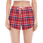 4th of July American Plaid Print Women's Split Running Shorts