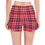 4th of July American Plaid Print Women's Split Running Shorts