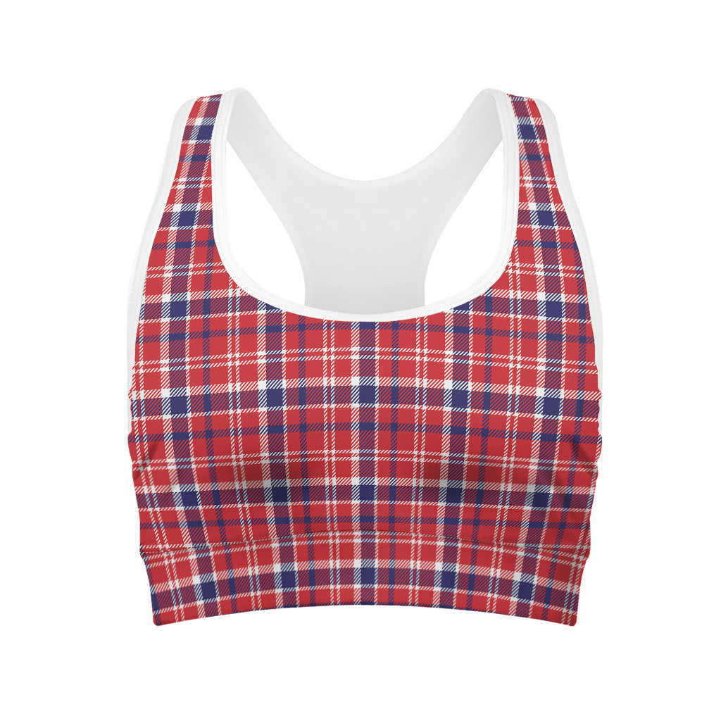 4th of July American Plaid Print Women's Sports Bra