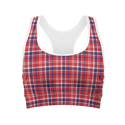 4th of July American Plaid Print Women's Sports Bra
