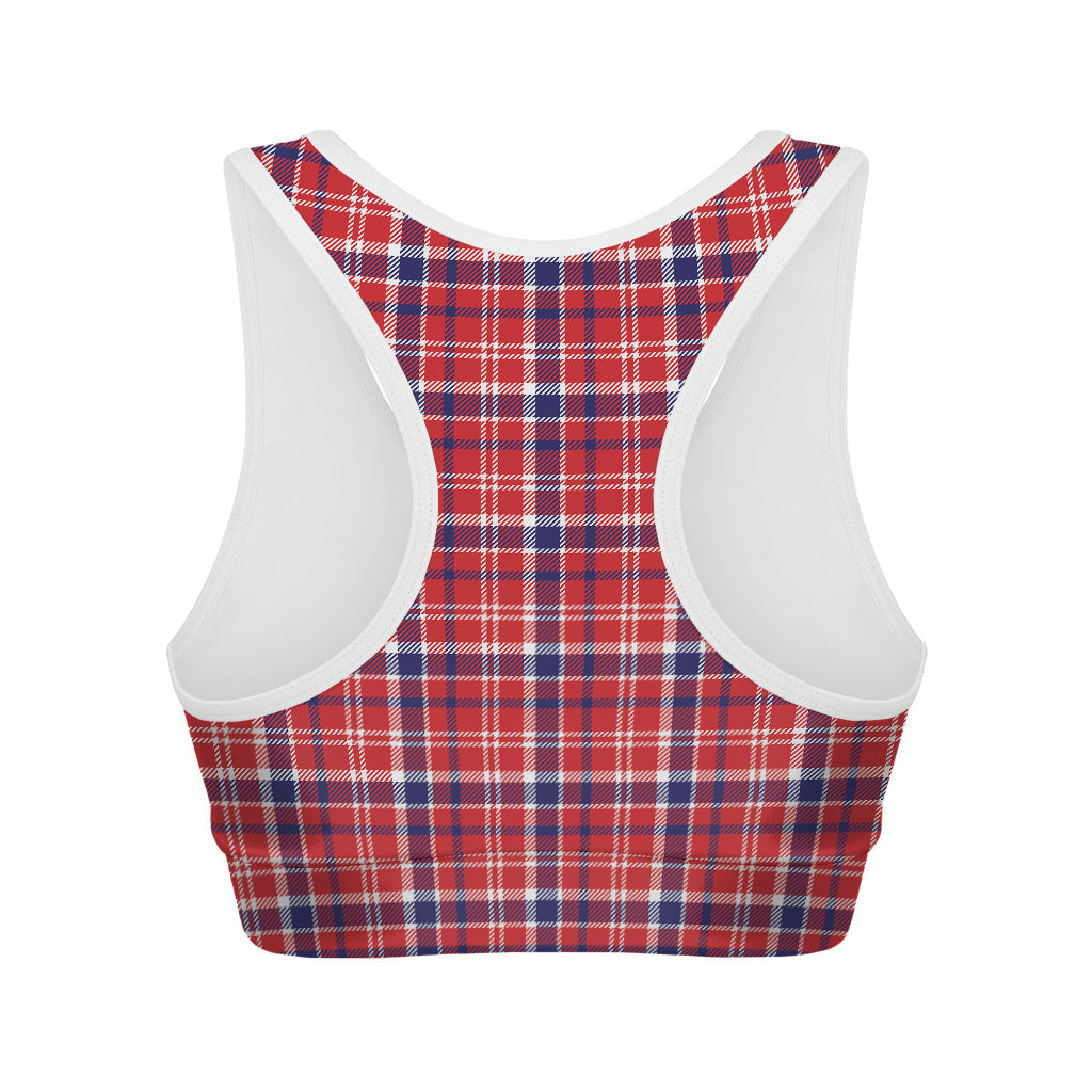 4th of July American Plaid Print Women's Sports Bra