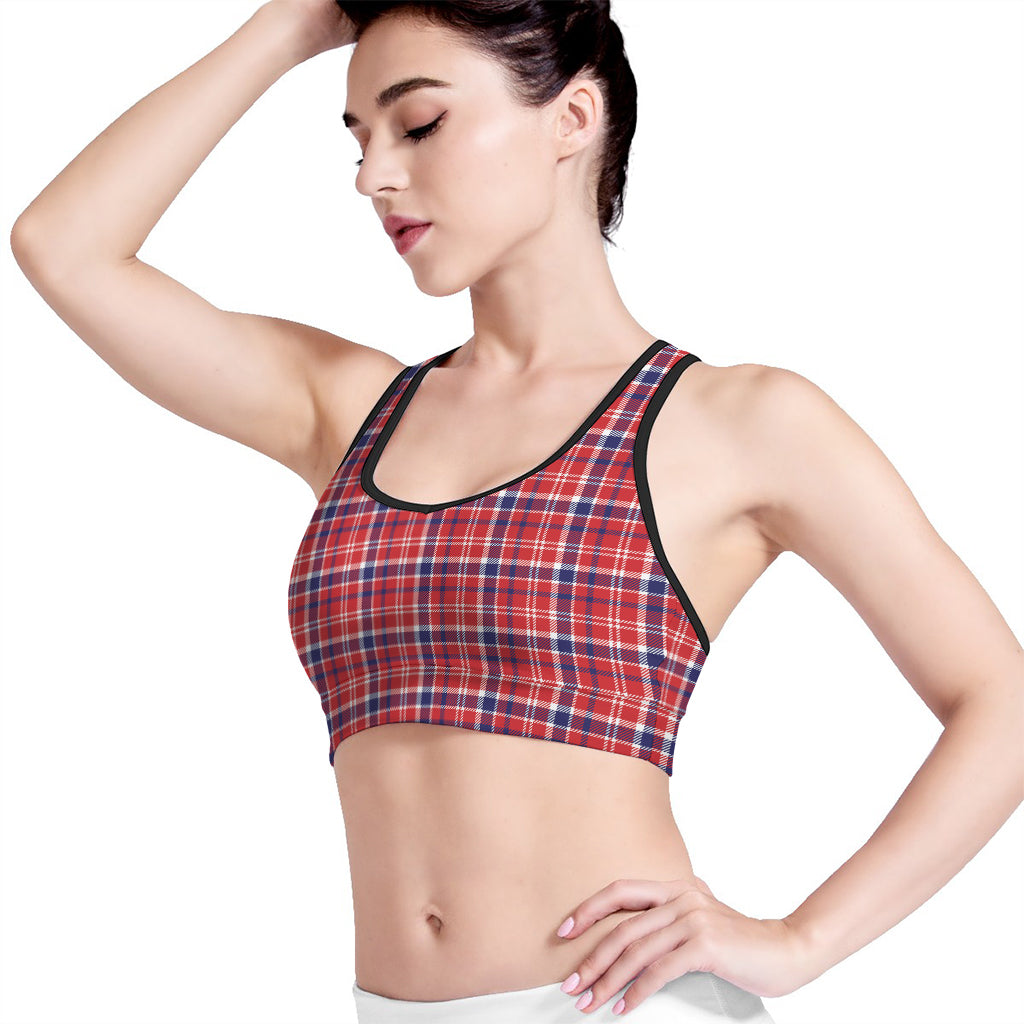 4th of July American Plaid Print Women's Sports Bra