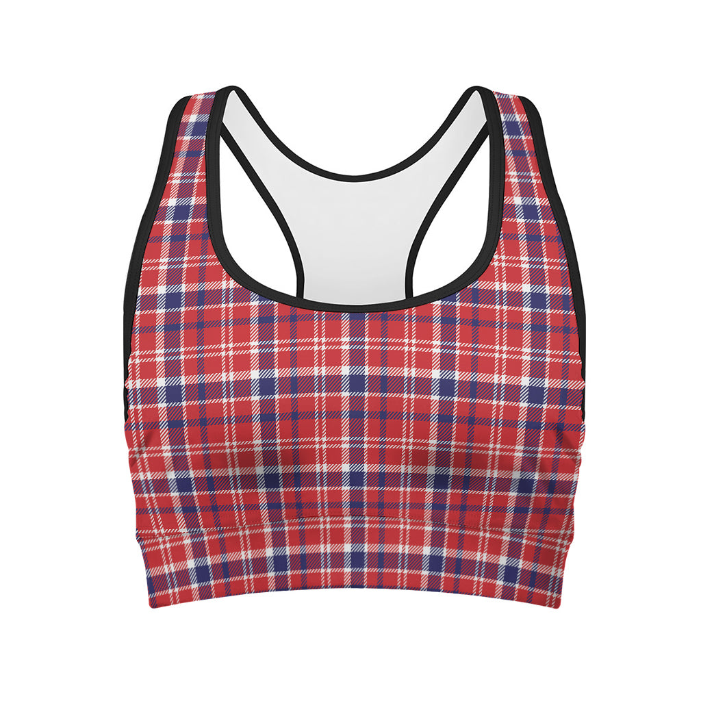 4th of July American Plaid Print Women's Sports Bra