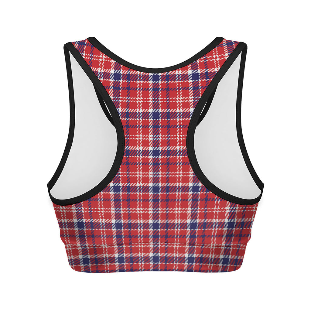 4th of July American Plaid Print Women's Sports Bra