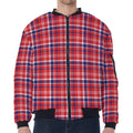 4th of July American Plaid Print Zip Sleeve Bomber Jacket
