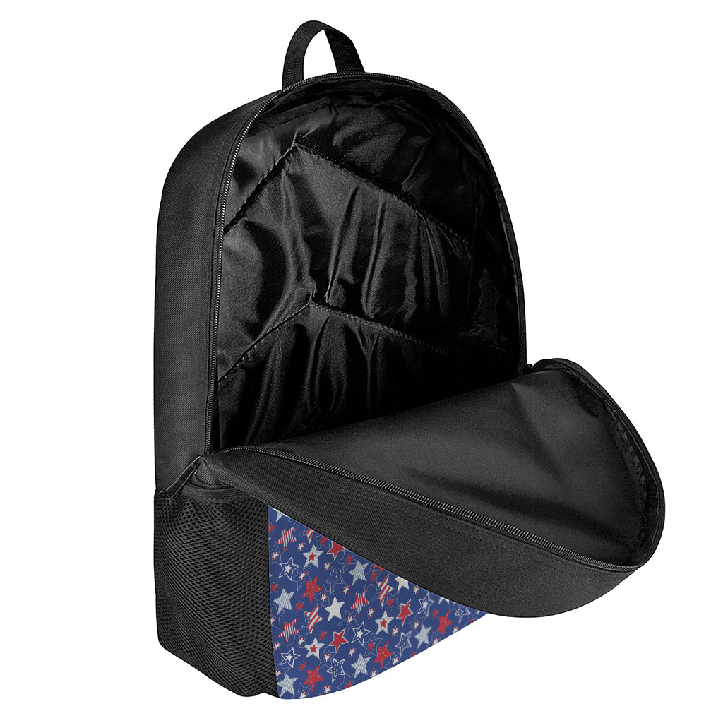 4th of July American Star Pattern Print 17 Inch Backpack