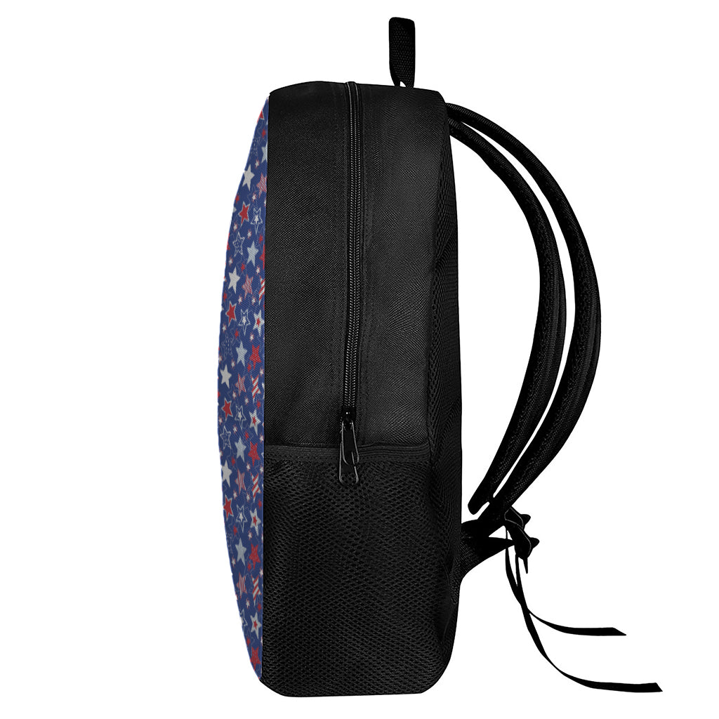4th of July American Star Pattern Print 17 Inch Backpack