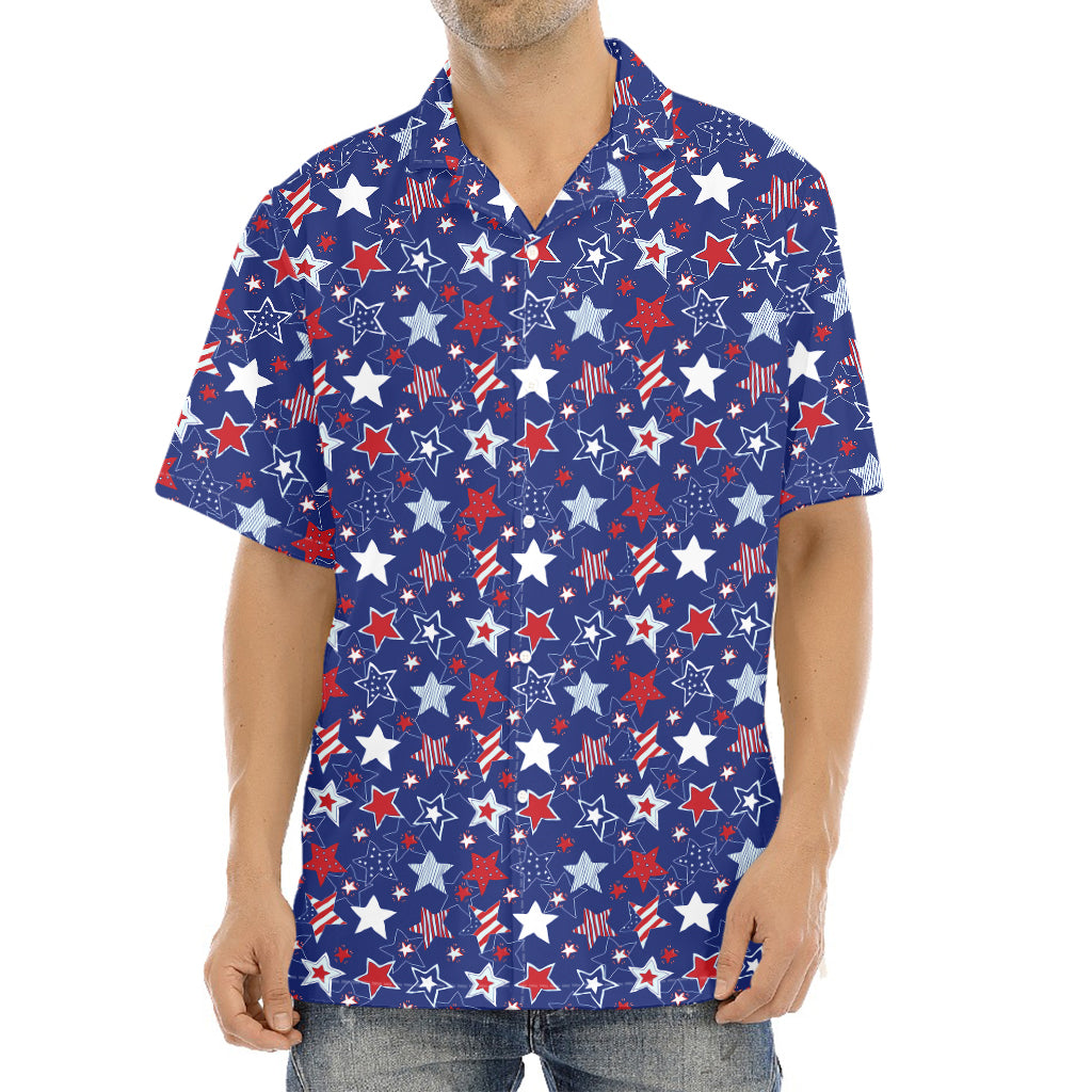4th of July American Star Pattern Print Aloha Shirt
