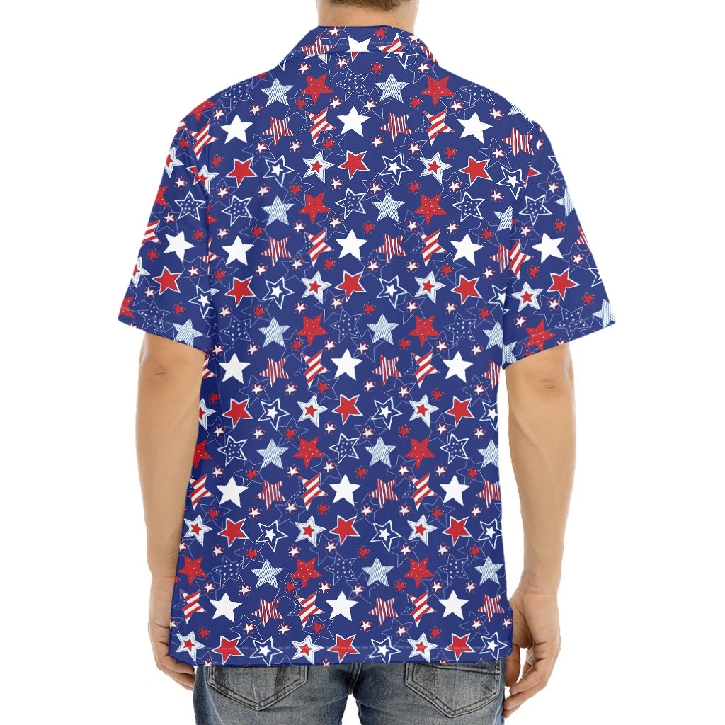 4th of July American Star Pattern Print Aloha Shirt