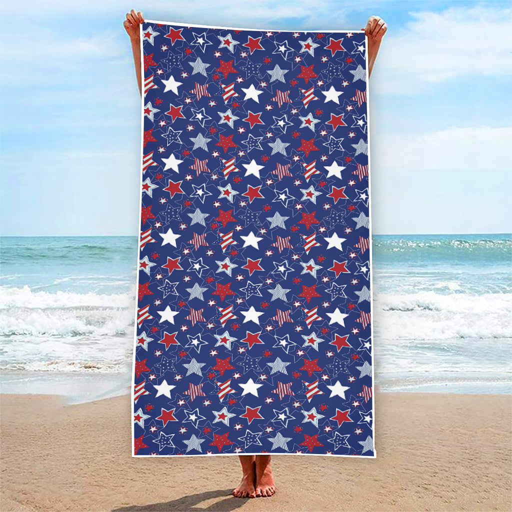4th of July American Star Pattern Print Beach Towel