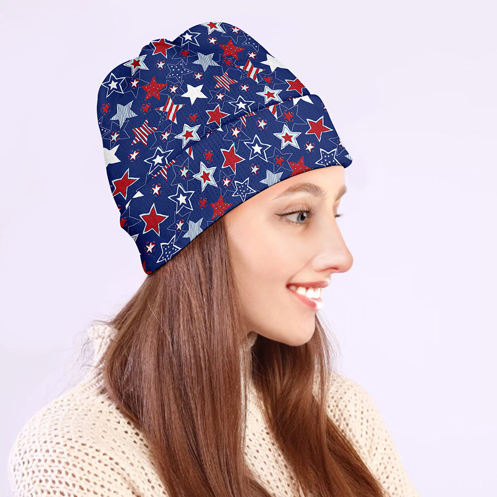 4th of July American Star Pattern Print Beanie