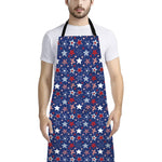 4th of July American Star Pattern Print Bib Apron With Pocket
