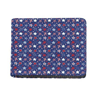 4th of July American Star Pattern Print Bifold Wallet