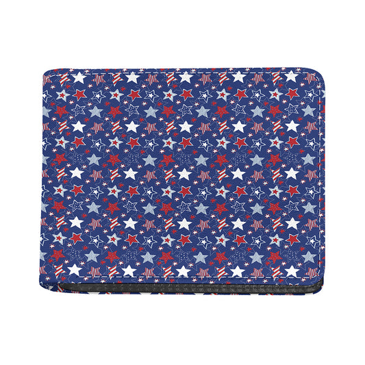 4th of July American Star Pattern Print Bifold Wallet