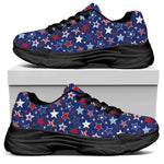 4th of July American Star Pattern Print Black Chunky Shoes