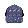 4th of July American Star Pattern Print Black Mesh Trucker Hat