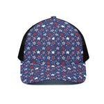 4th of July American Star Pattern Print Black Mesh Trucker Cap