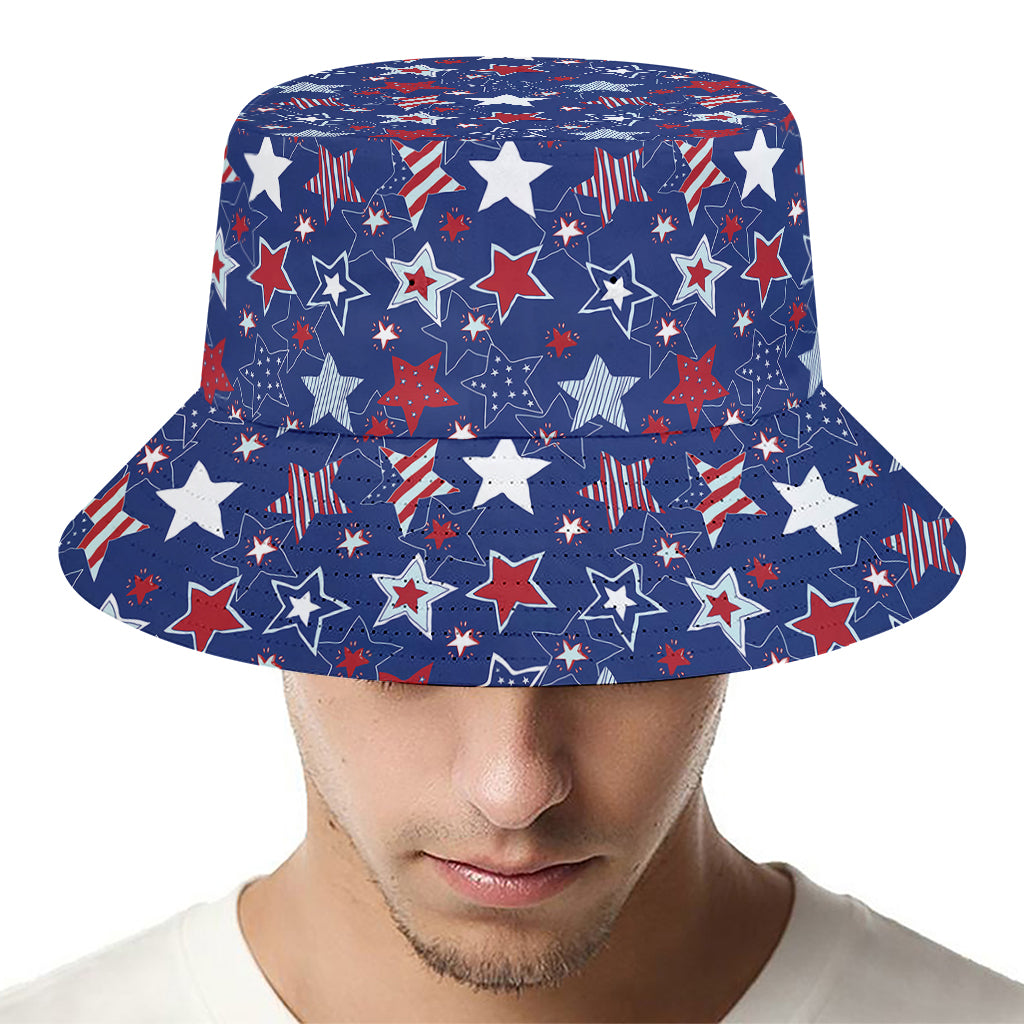 4th of July American Star Pattern Print Bucket Hat