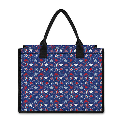 4th of July American Star Pattern Print Canvas Tote Bag