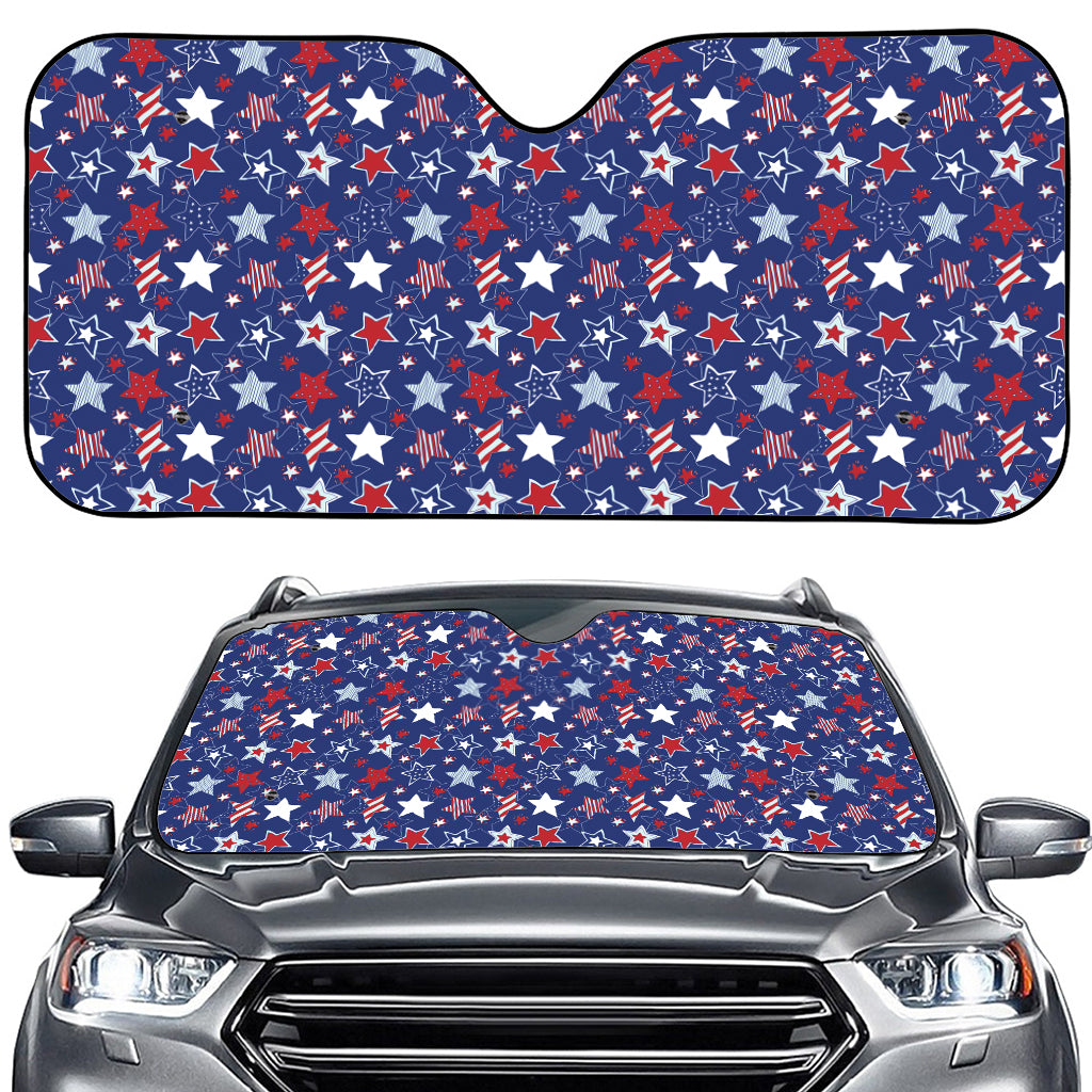 4th of July American Star Pattern Print Car Windshield Sun Shade