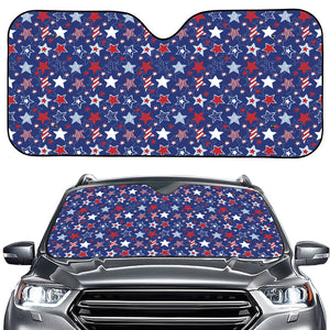 4th of July American Star Pattern Print Car Windshield Sun Shade