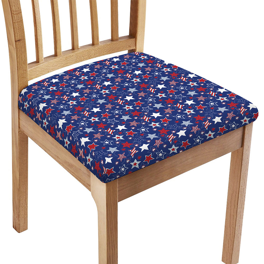 4th of July American Star Pattern Print Chair Cushion Cover