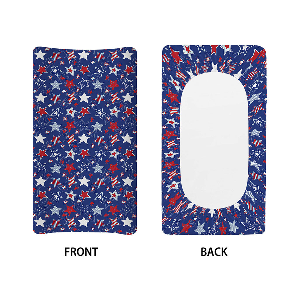 4th of July American Star Pattern Print Changing Pad Cover