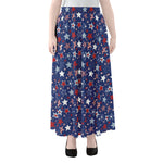 4th of July American Star Pattern Print Chiffon Maxi Skirt