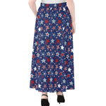 4th of July American Star Pattern Print Chiffon Maxi Skirt