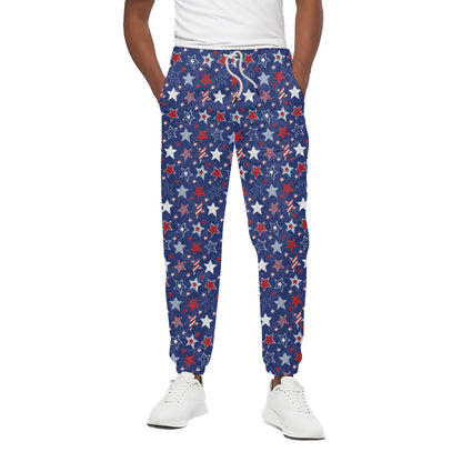 4th of July American Star Pattern Print Cotton Pants