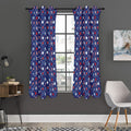 4th of July American Star Pattern Print Grommet Curtain Panels