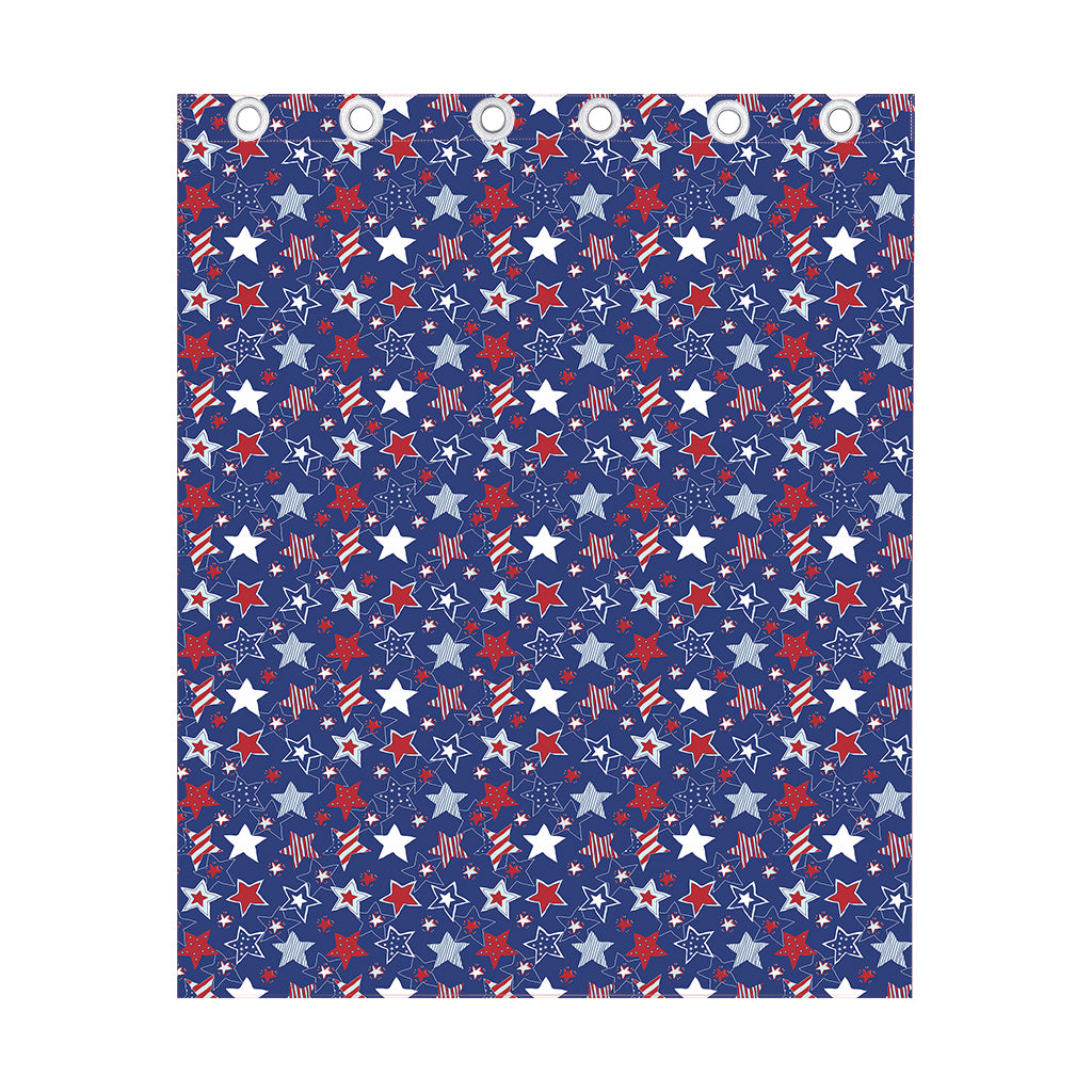4th of July American Star Pattern Print Curtain