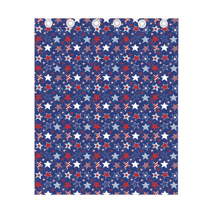 4th of July American Star Pattern Print Curtain