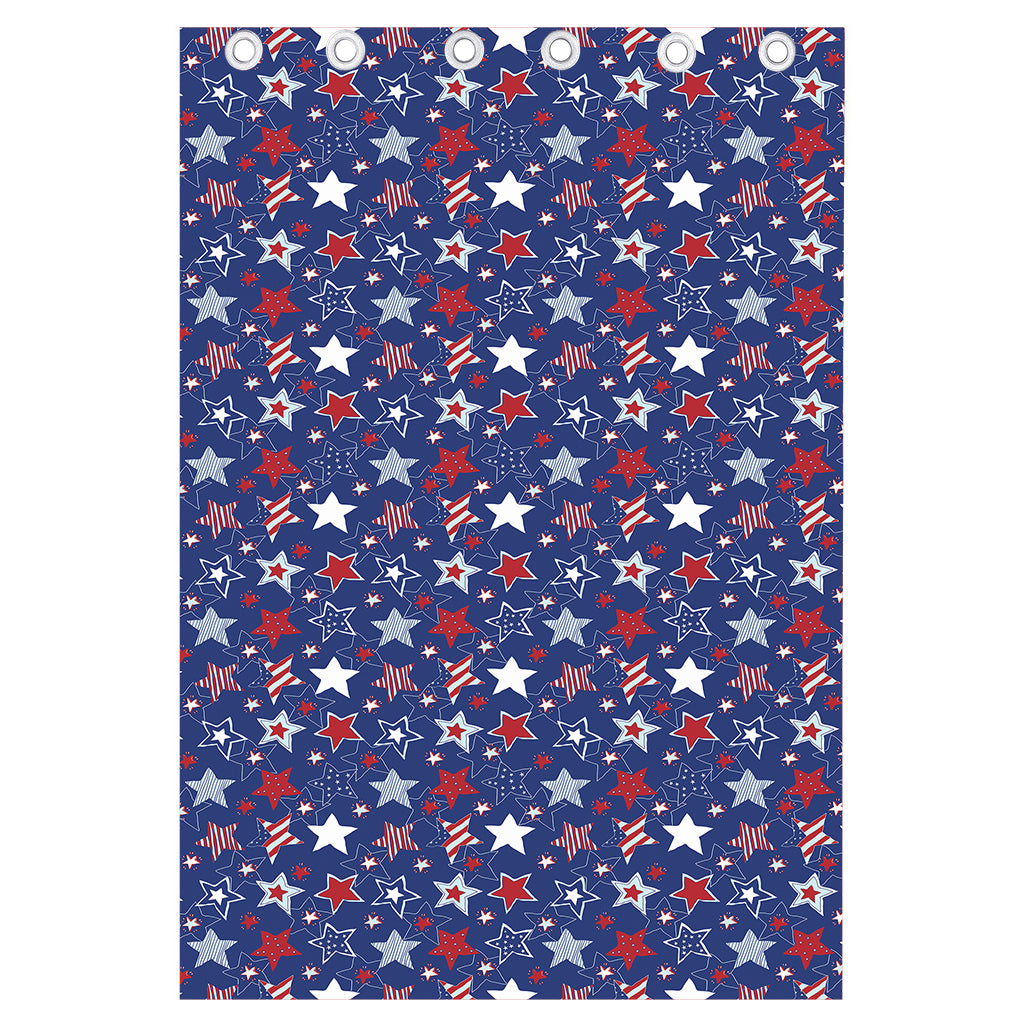4th of July American Star Pattern Print Curtain