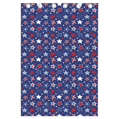 4th of July American Star Pattern Print Curtain