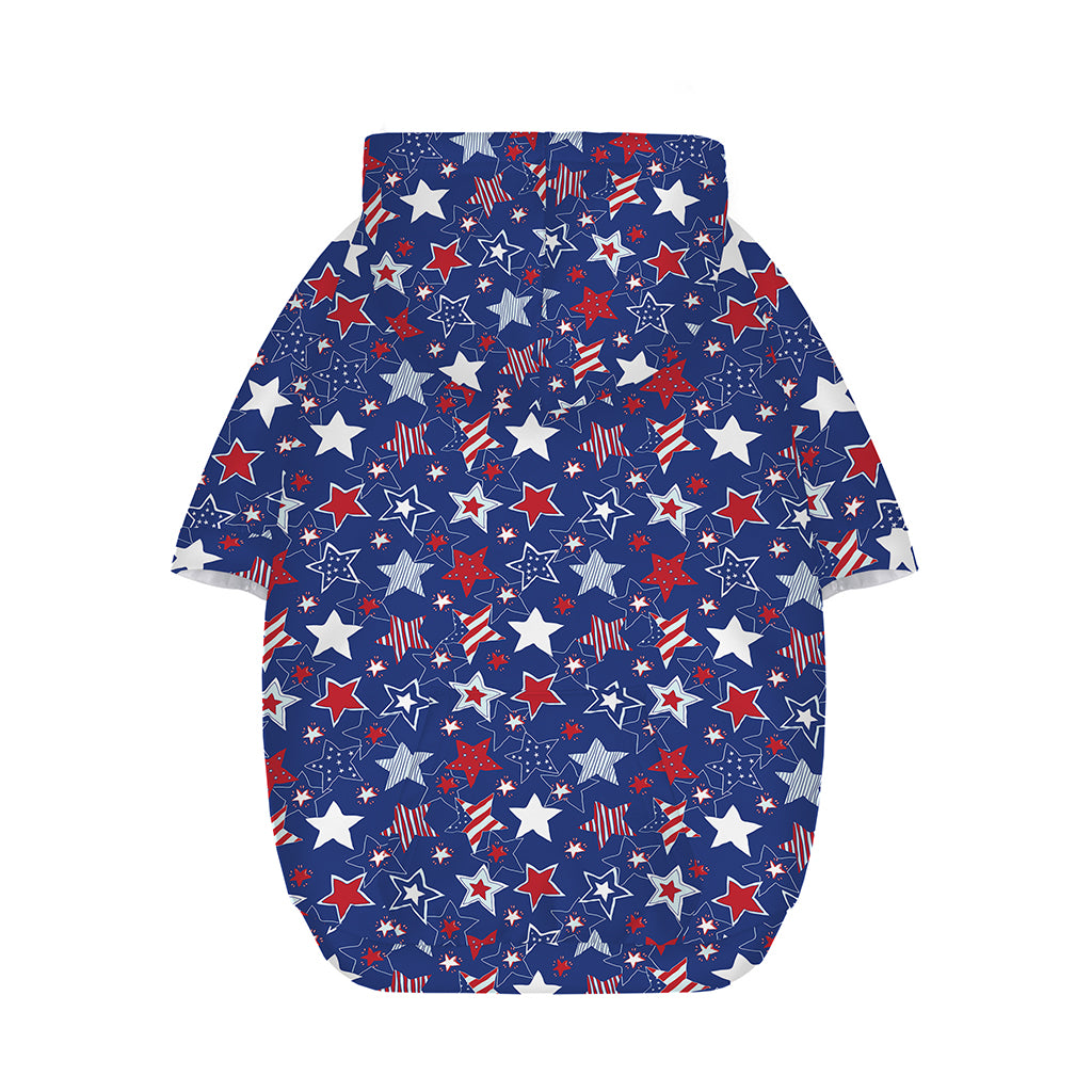 4th of July American Star Pattern Print Dog Zip Up Hoodie