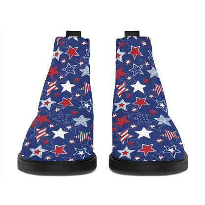 4th of July American Star Pattern Print Flat Ankle Boots