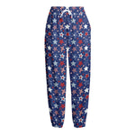 4th of July American Star Pattern Print Fleece Lined Knit Pants