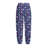 4th of July American Star Pattern Print Fleece Lined Knit Pants