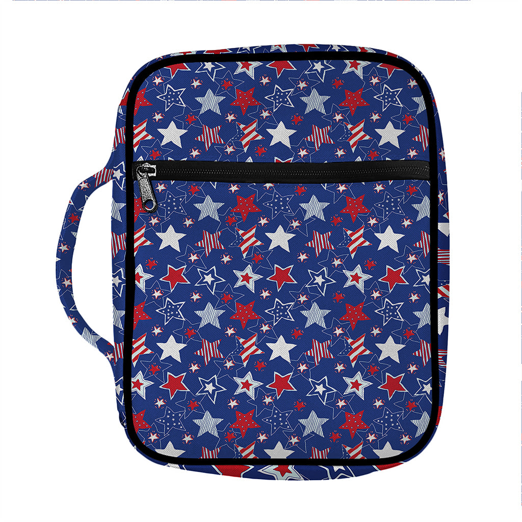 4th of July American Star Pattern Print Front Pocket Bible Bag