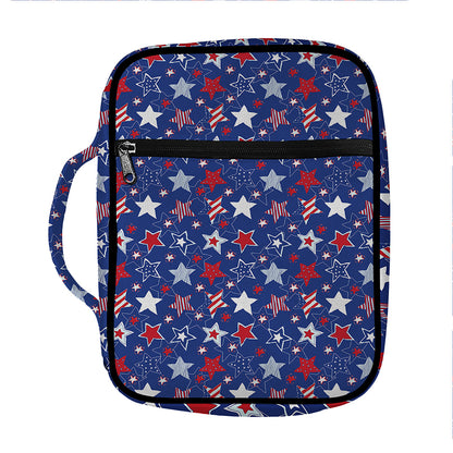 4th of July American Star Pattern Print Front Pocket Bible Bag
