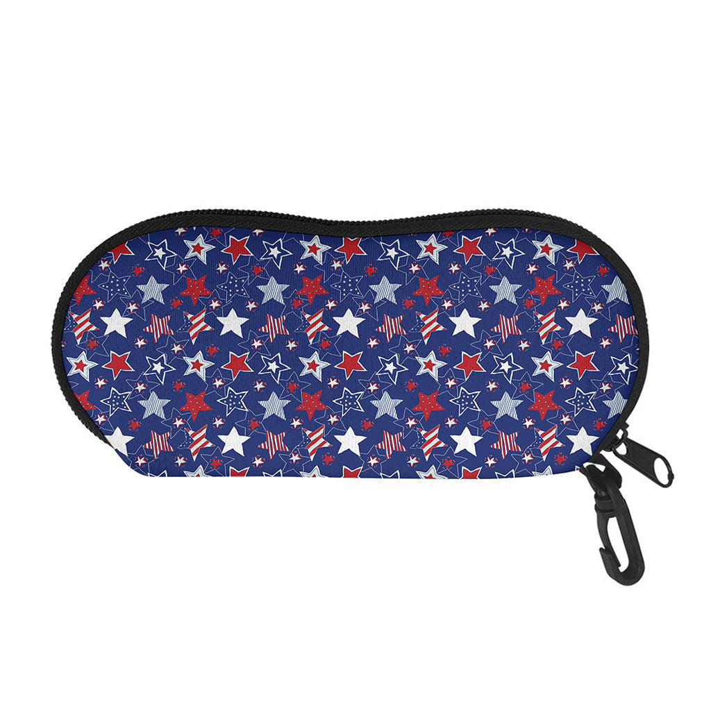4th of July American Star Pattern Print Glasses Case